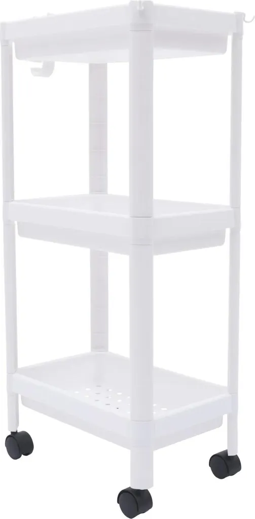 Desserte à roulettes fine 3 étages - Meuble de rangement blanc gain de place