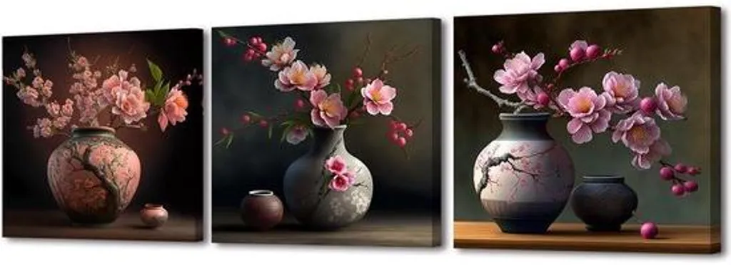 Tableau moderne Fleurs de Pêcher pour petit mur Kit toile de 30 cm