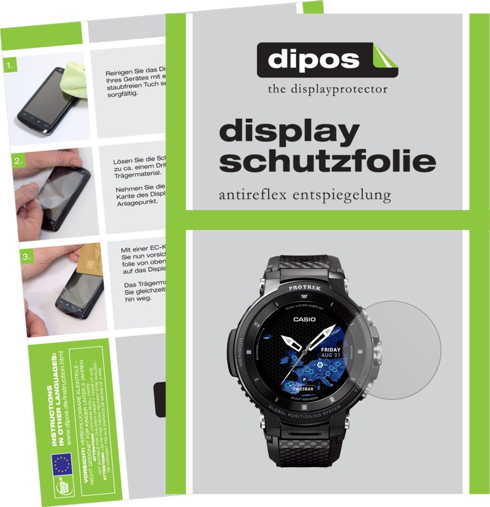 6x Schutzfolie für Casio Pro Trek smart WSD-F30 matt Displayschutzfolie Folie Display Schutz dipos