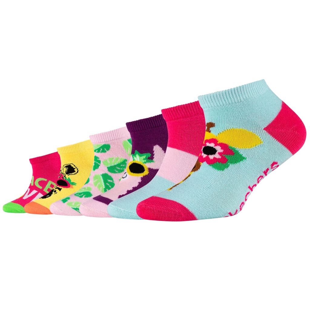 Skechers 6PPK Girls Casual Fancy Sneaker Socks SK43082-4203, Socken, für Mädchen, Mehrfarbig