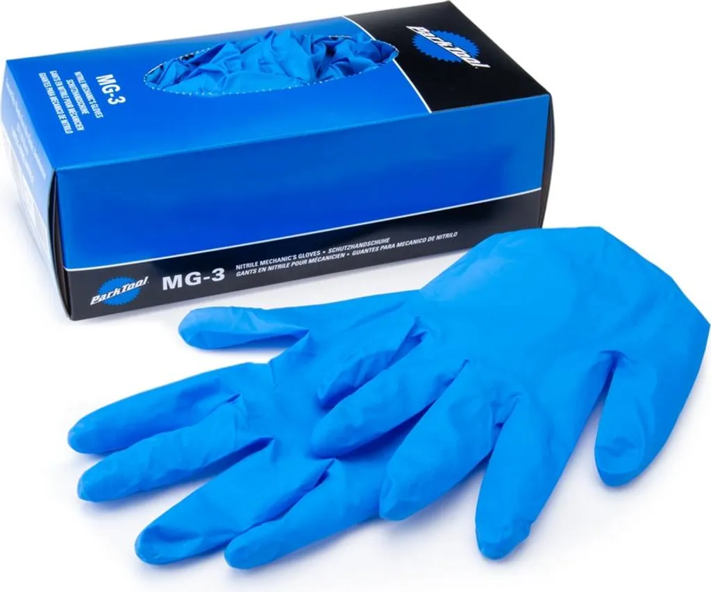 Park Tool MG-3 Gants d'atelier en Nitrile (100 pcs.) Bleu Taille Unique