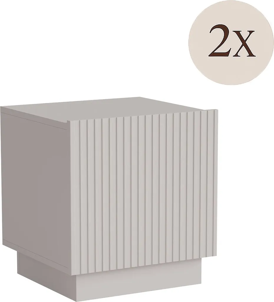 Petite Table de Nuit Revo Beige - Solution Rangement Chambre Gain Place