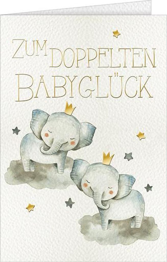 Geburt Zwillinge Glückwunschkarte mit Briefumschlag Zum doppelten Babyglück