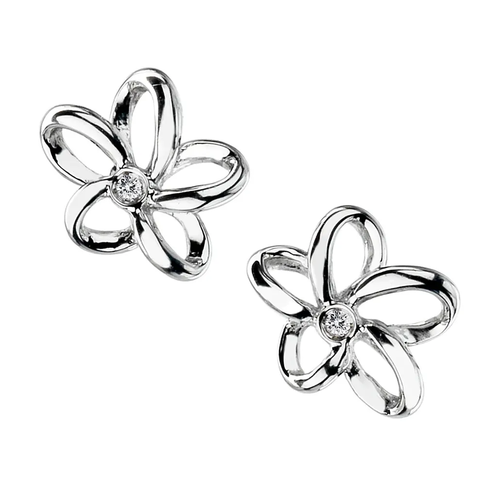 Boucles d'oreilles Femme en Argent 925 Rhodié avec Diamant Naturel