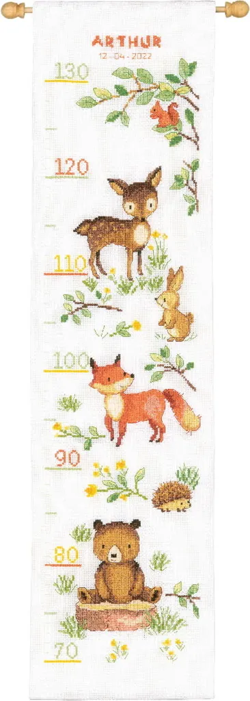 Set Punto Croce Vervaco Animali della Foresta I 18x70cm Metro Crescita