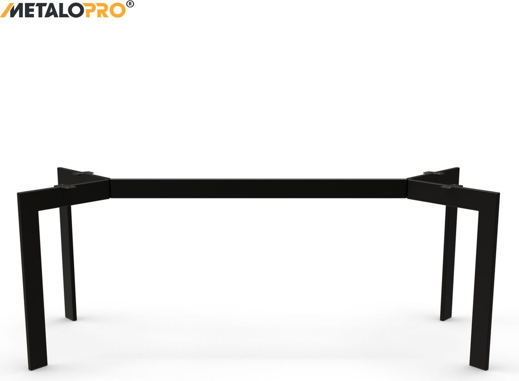 A black metal table base with four legs, shown from the front on a white background.