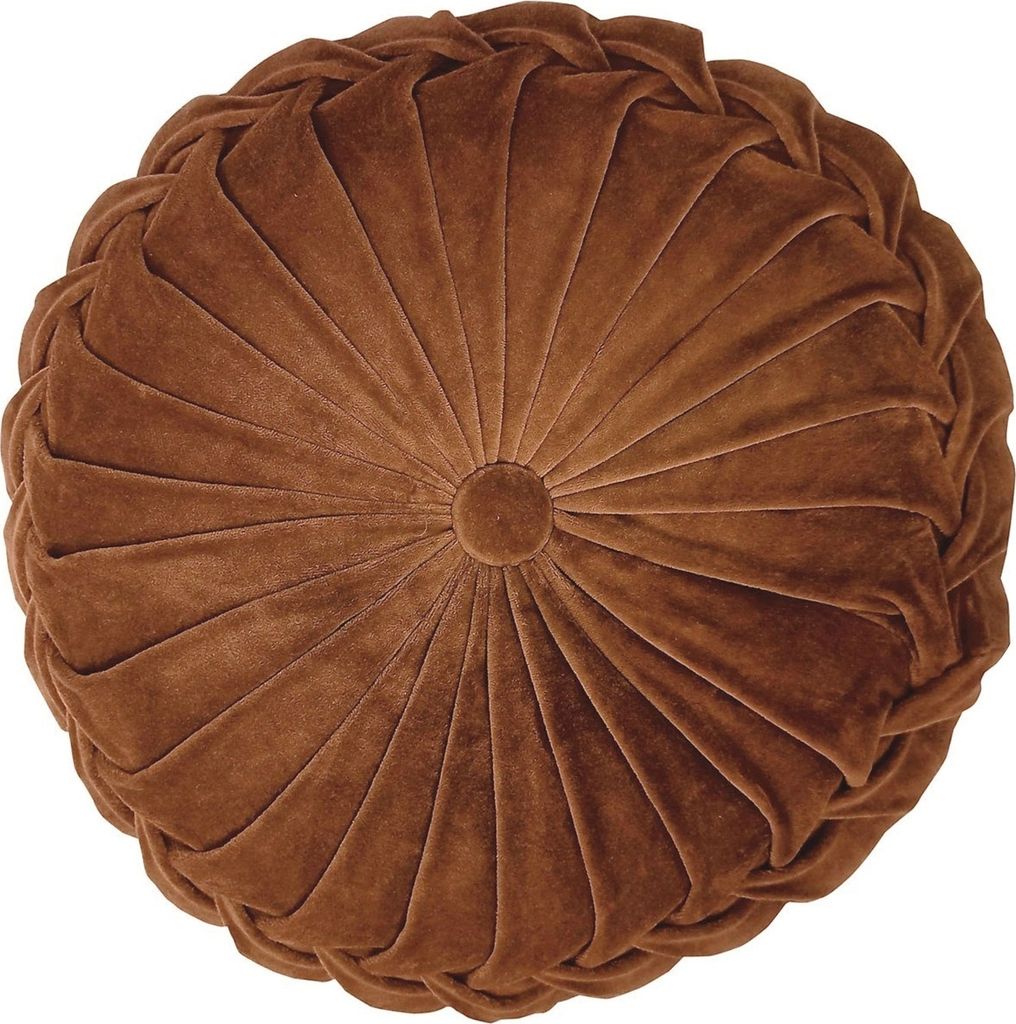 Kissen - Braun - Ø 40 cm - Samtoptik