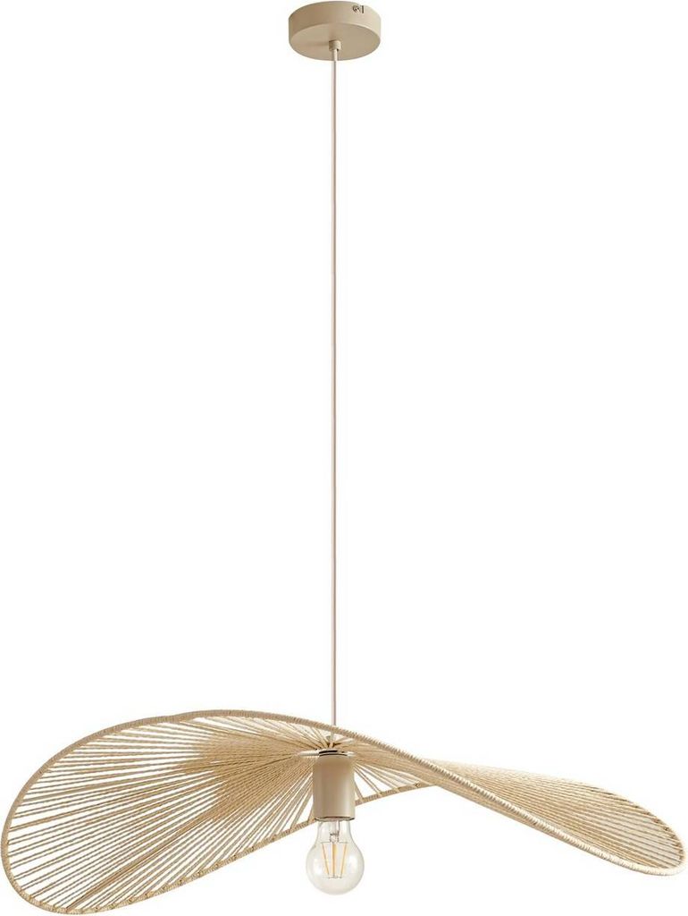 Lindby Hängeleuchte Valdorin, beige, Papier, Länge 75 cm