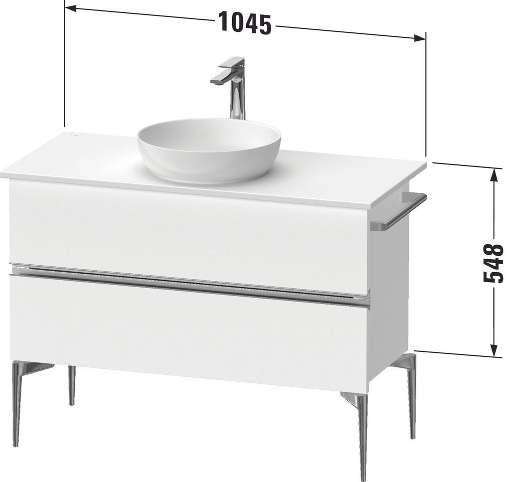 Duravit Sivida Konsolenwaschtischunterbau, 2 Schubkästen, Griffleiste chrom, 1045x475x548mm, SV4659010HH0000