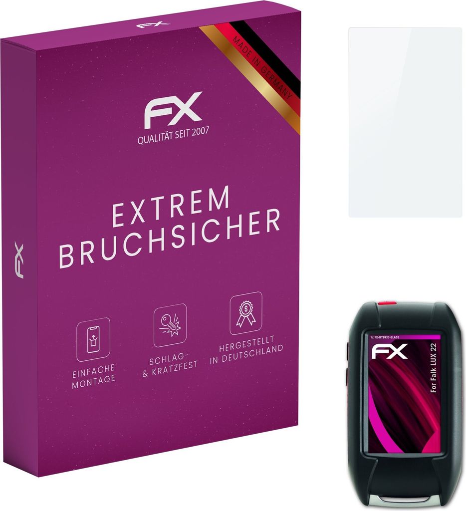 atFoliX FX-Hybrid-Glass Displayfolie kompatibel mit Falk LUX 22 Glasfolie