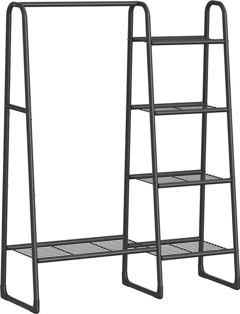 Vestiaire d'entrée avec 5 étagères en métal noir - Meuble de rangement