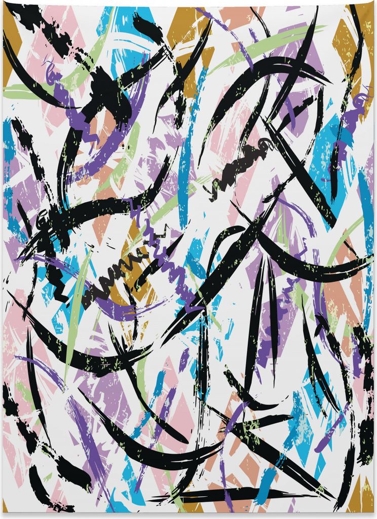 Abakuhaus urban Graffiti Wandteppich, Pinselstriche aus Weiches Mikrofaser Stoff Kein Verblassen Klare Farben Waschbar, 110 x 150 cm, Mehrfarbig