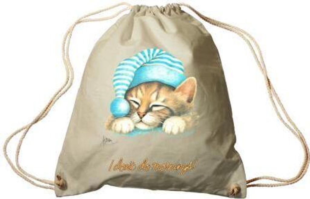 Sporttasche Turnbeutel Trend-Bag Print Cat Katze i don ́t do mornings - KA057/2 Color - natur