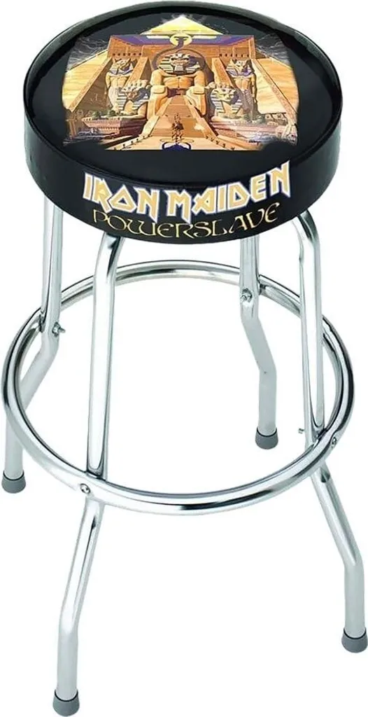 Tabouret de bar Powerslave Iron Maiden en acier chromé et vinyle résistant