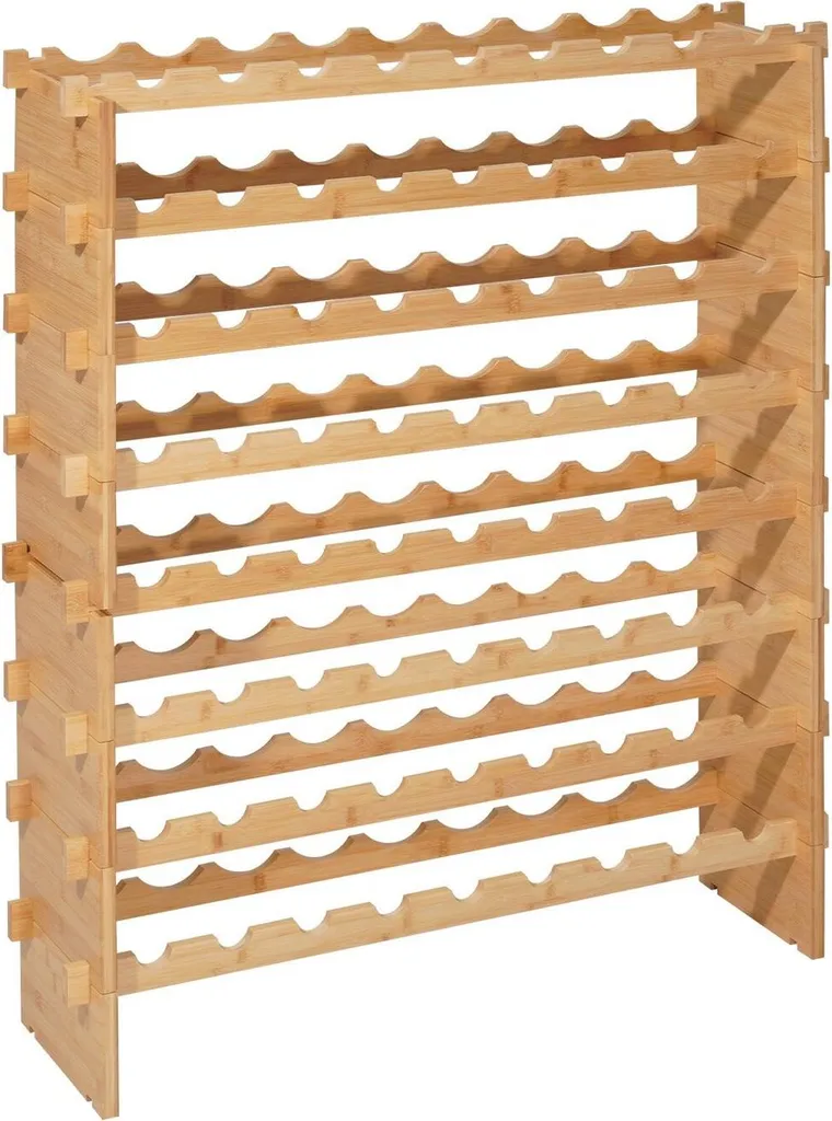 Rangement vin pour cuisine et cave 72 bouteilles, casiers bois empilables