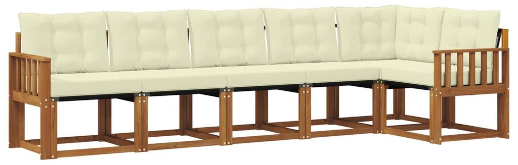 vidaXL Outdoor-Sofagarnitur mit Kissen 6 pcs Natur und Creme