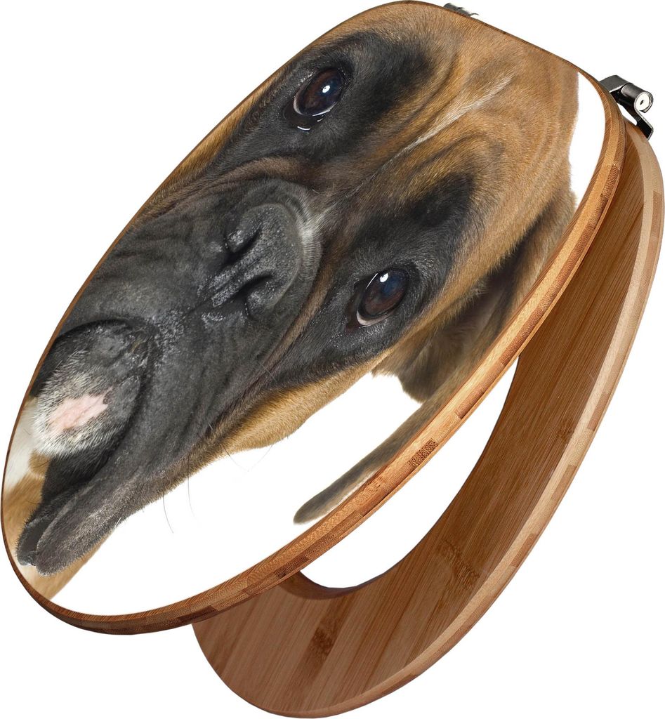 banjado Design WC Sitz Bambus 44x38x5cm - Boxer - Toilettendeckel/Toilettensitz Bambus - hochwertiger Bambus Klodeckel/WC-Sitz mit Universal Scharn...