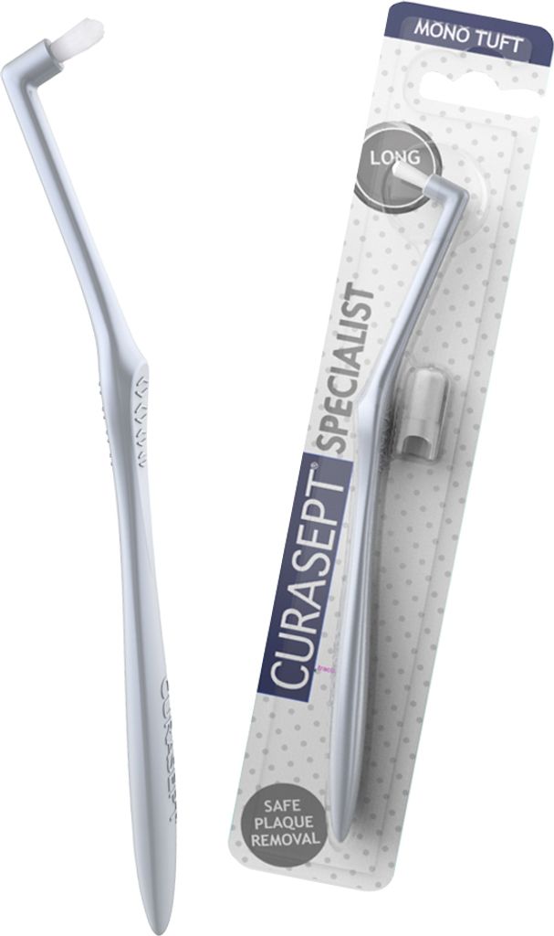 Curasept Mono Tuft Long Einzelbüschel-Zahnbürste für kieferorthopädische Zahnspangen