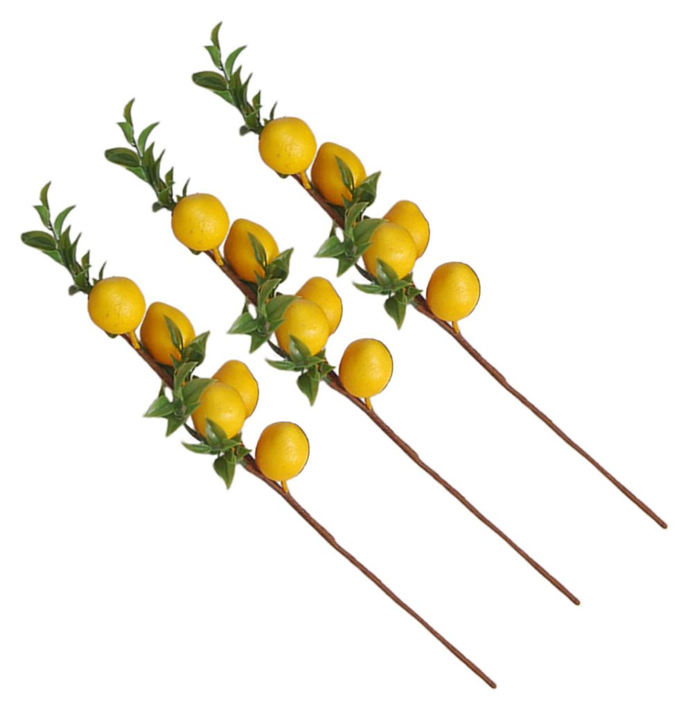 Künstlicher Zitronenzweig mit grünen Blättern, künstliche Früchte, Zitronenbaum-Dekoration, naturgetreue künstliche Zweige für Esstisch und ...