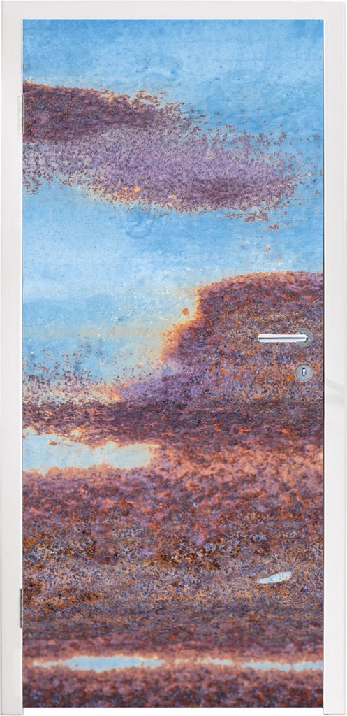 MuchoWow Türtapete Selbstklebende Türfolie Blau - Stahl - Rost 80x205 cm Türposter Türaufkleber Klebefolie Türklebefolie - Fototapete - XXL-...