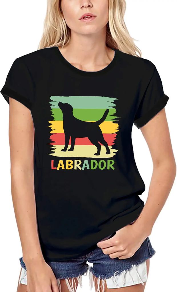 Damen Grafik T-Shirt aus Biobaumwolle Retro-Labrador-Rasse – Retro Labrador Breed – Öko-Verantwortlich Vintage Jahrgang Kurzarm Lustige Druck