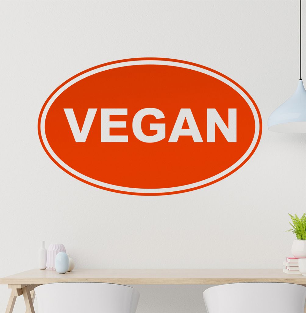Vegan Wandtattoo in 6 Größen - Wandaufkleber Wall Sticker - Dekoration, Küche, Wohnzimmer, Schlafzimmer, Badezimmer
