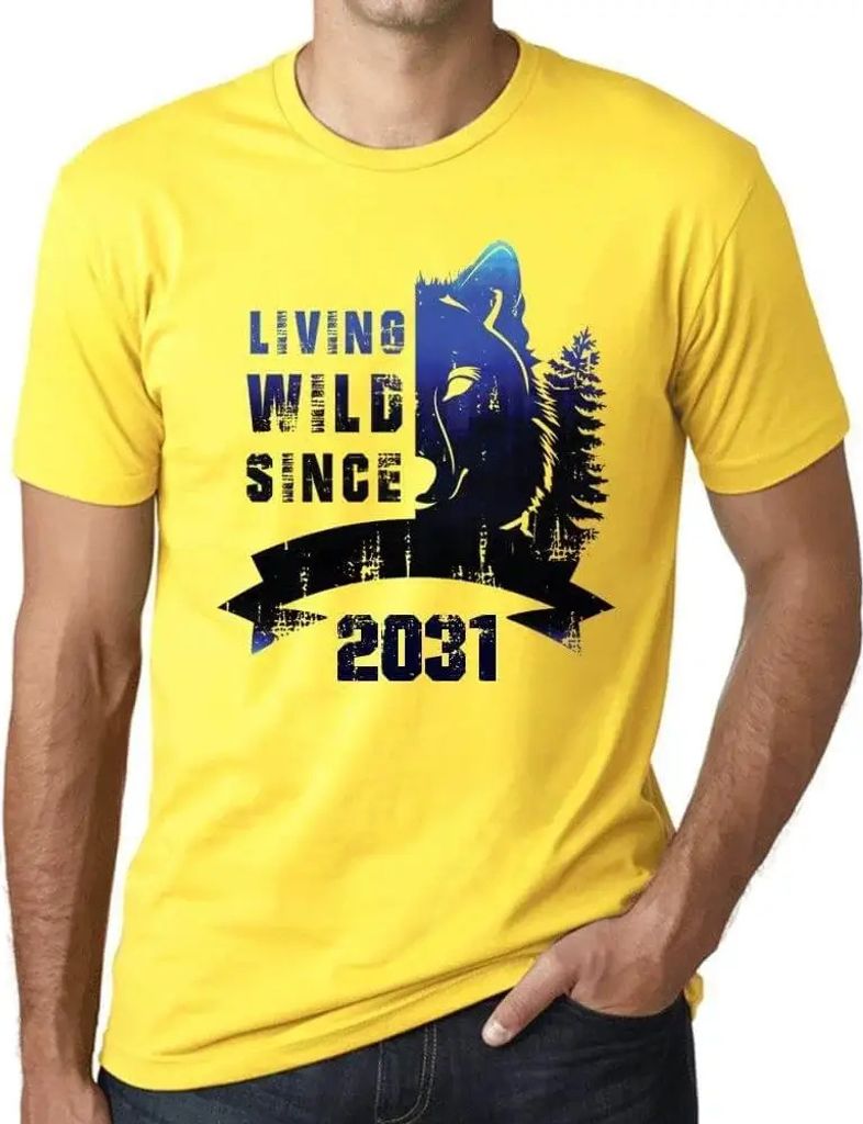 Herren Grafik T-Shirt Wildes Leben seit 2031 – Living Wild Since 2031 – Öko-Verantwortlich Vintage Jahrgang Kurzarm Lustige Druck Geburtstag G...