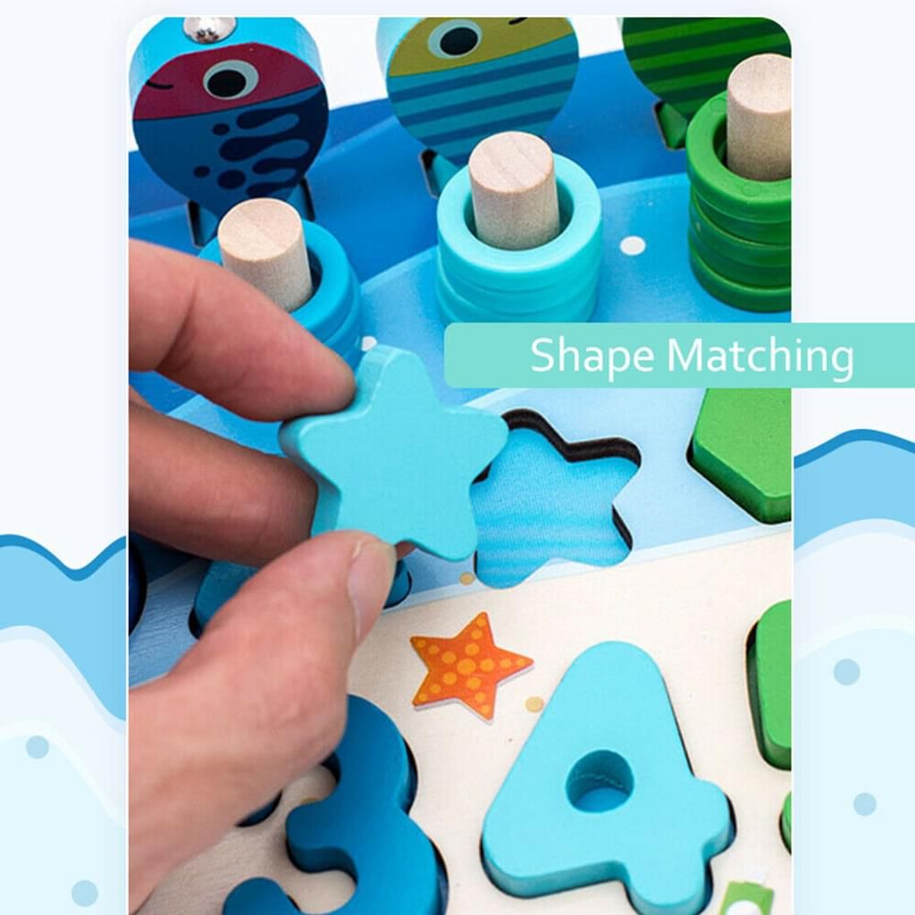 Montessori Spielzeug Holz Puzzle Angeln Kinder pädagogisches Spielzeug mit Ringe 