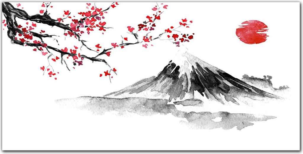 Coloray Bild aus Glas 140x70 gehärtetes Glas glasblock mit bild wohnzimmer Küche Dekoration wanddekoration - Asian Berg Ink