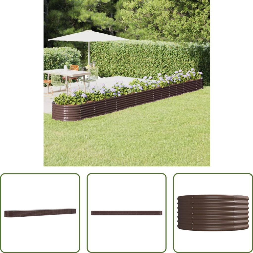 The Living Store Hochbeet Pulverbeschichteter Stahl 620x80x36 cm Braun