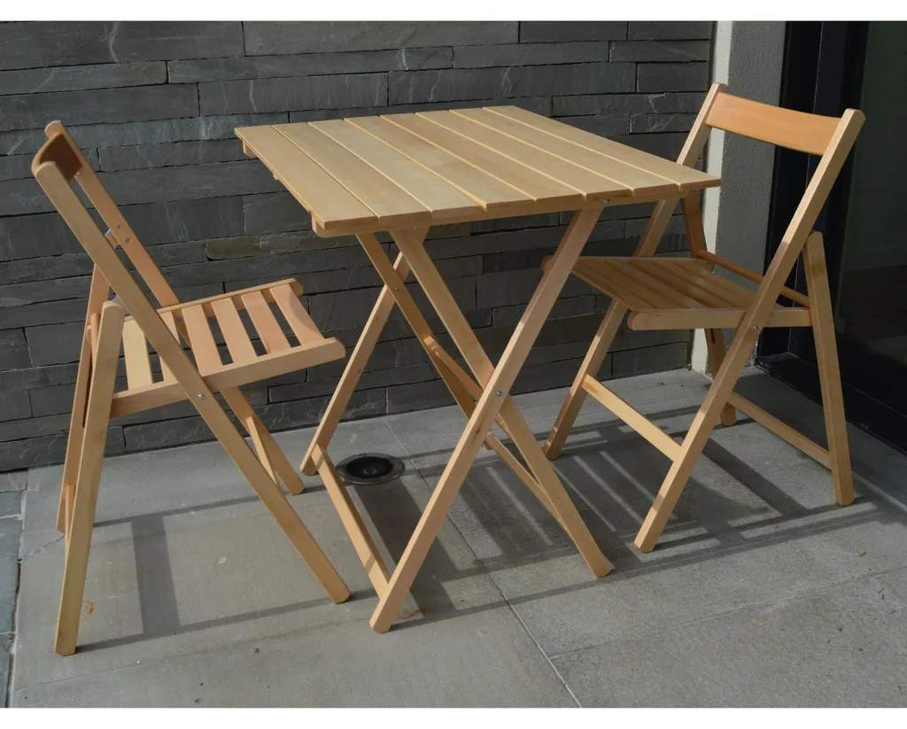 Table pliante en hêtre massif 60x80x75 cm - Authentique bois naturel