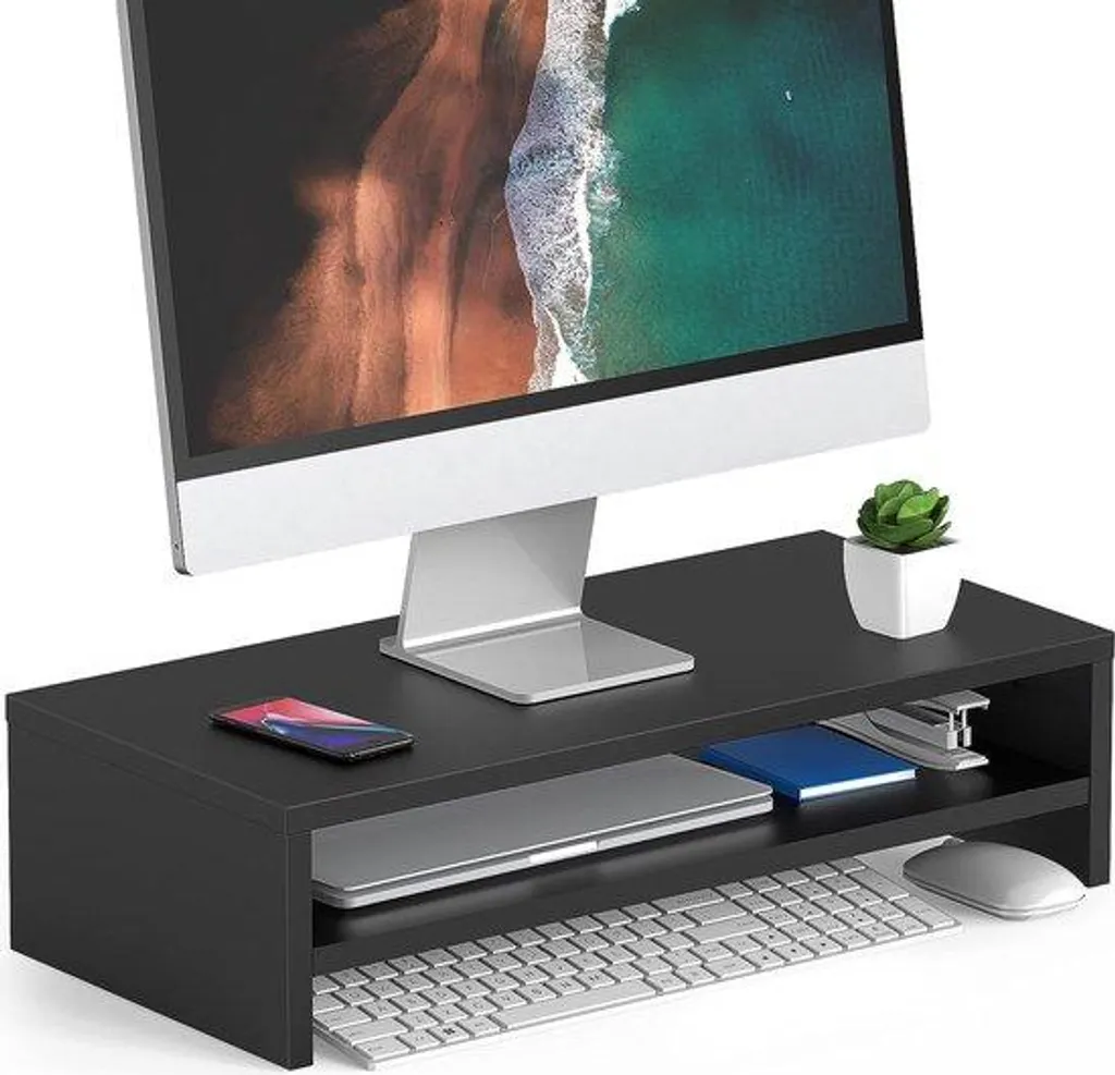 Grand support PC avec tiroirs de rangement et structure ergonomique