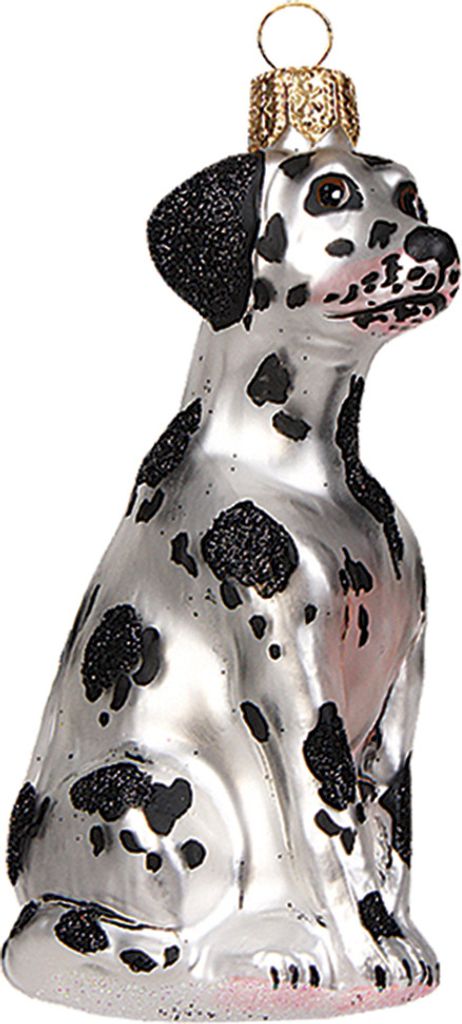 Christbaumschmuck Glas Hund Dalmatiner 8cm schwarz / weiß Produktbild 