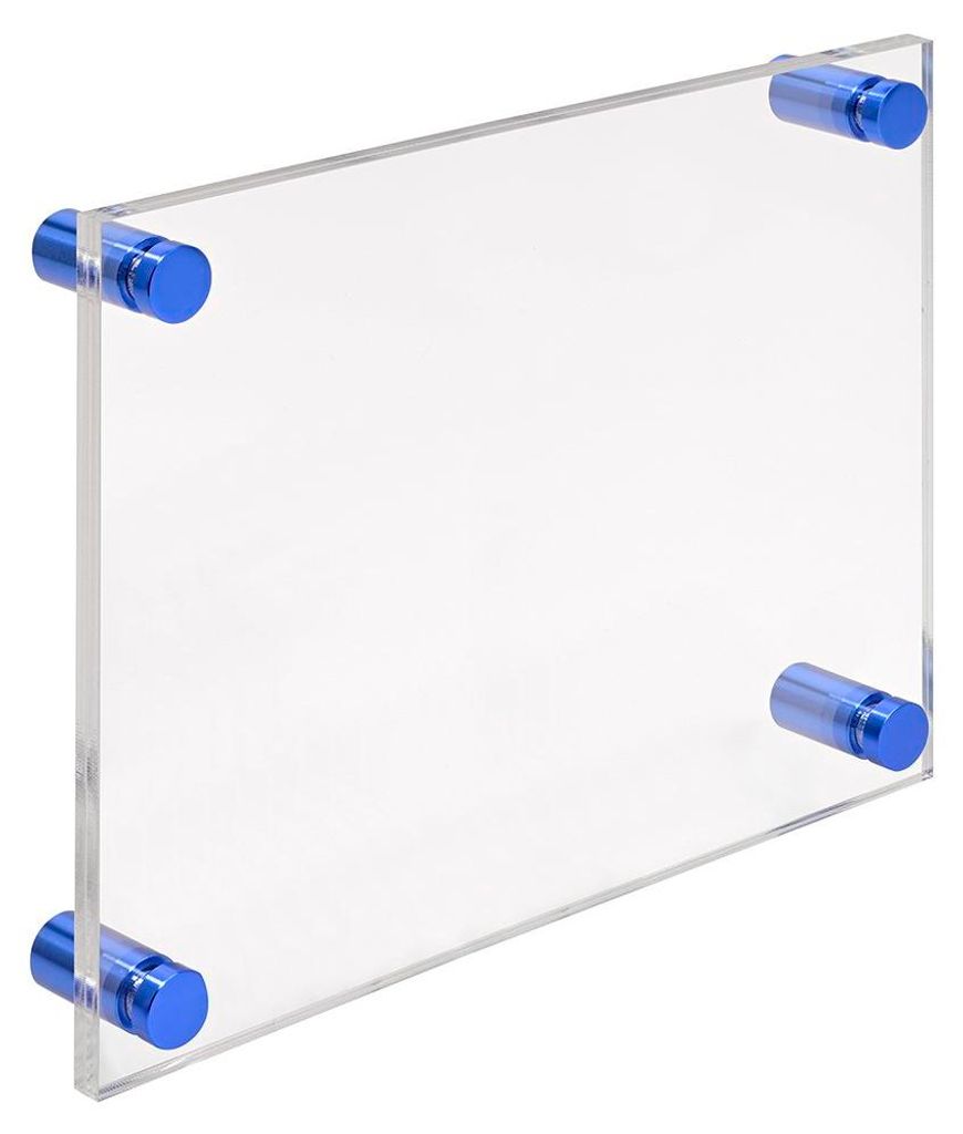Firmenschild Namensschild Acrylglas DIN A4 mm – inkl. 4 Alu-Abstandshalter 13x19 mm, Blau, Türschild