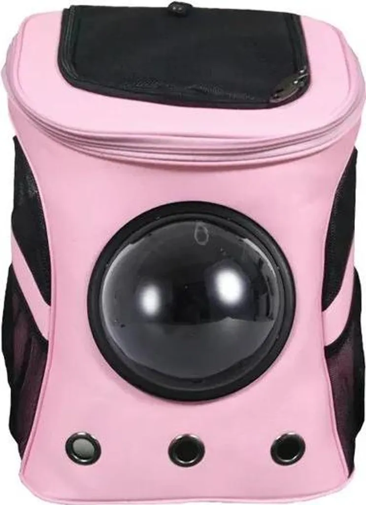Sac de transport pour animaux rose rigide avec hublot transparent