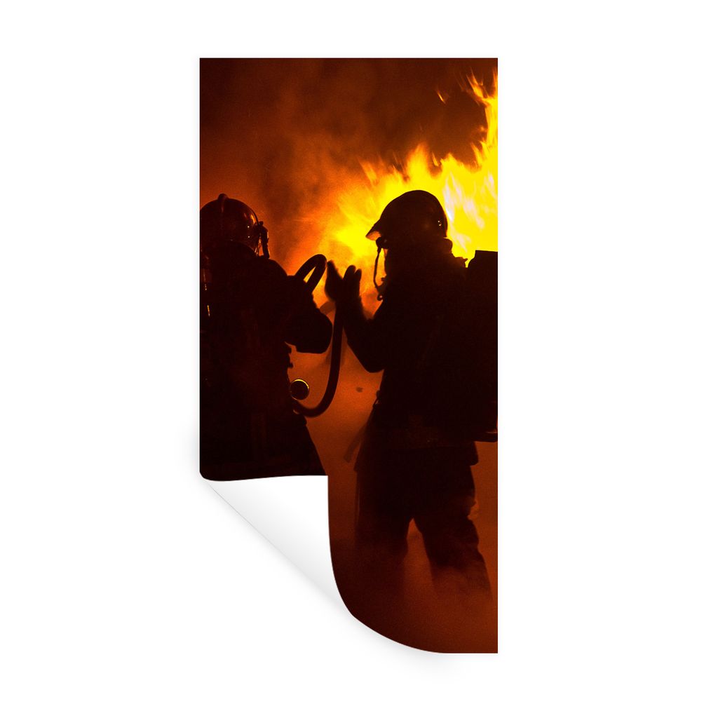 MuchoWow Wandtattoo Wandsticker Wandaufkleber Silhouetten von Feuerwehrleuten 60x120 cm Selbstklebend und Repositionierbar - Selbstklebend - Foto...