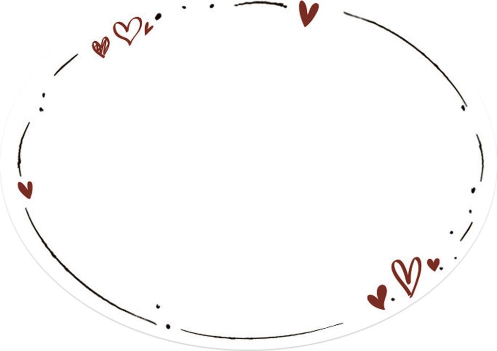 200 Etiketten Rolle oval 6x4,5cm weiß rot mit Herzen