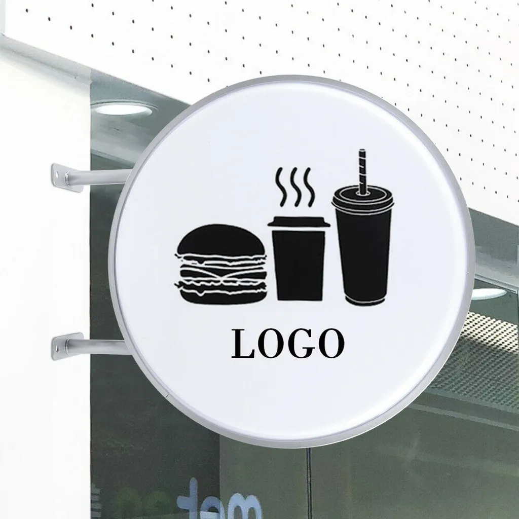 Panneau publicitaire LED rond 60cm blanc avec éclairage basse énergie