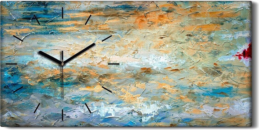 Küche Wohnzimmer Wand Leinwand Uhr Quarz 60x30 abstrakte farbenfrohe Abstraktion - schwarze Hände