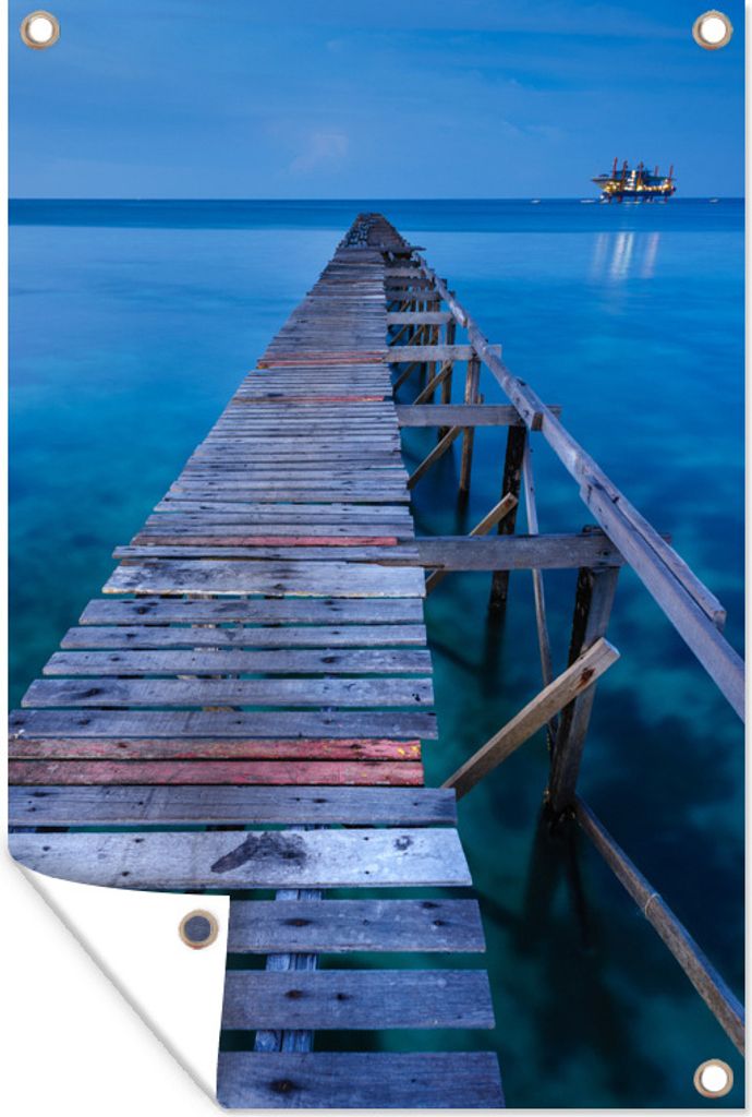 MuchoWow 40x60 cm Outdoor-Poster Gartendeko Sichtschutz Garten Poster für den Garten Bootssteg über dem Meer mit Blick auf die Insel Sipadan i...