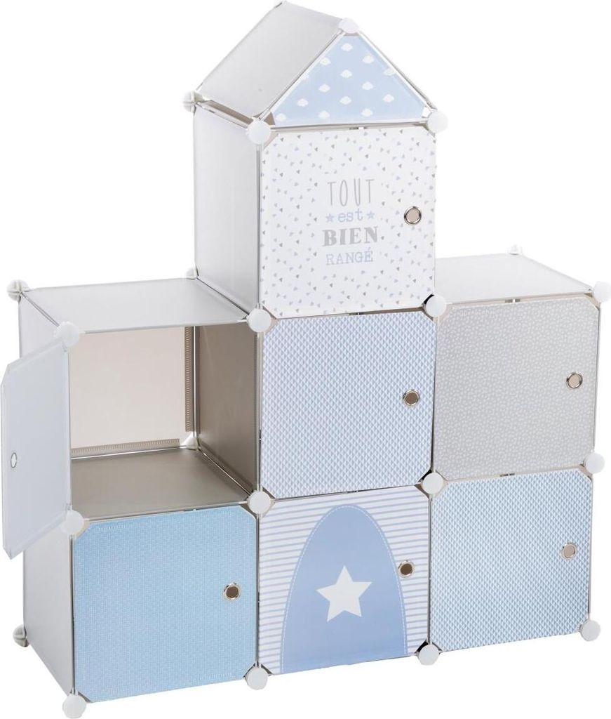 Kinder Aufbewahrungsboxen "Château" - grau und blau 96 × Produktbild 