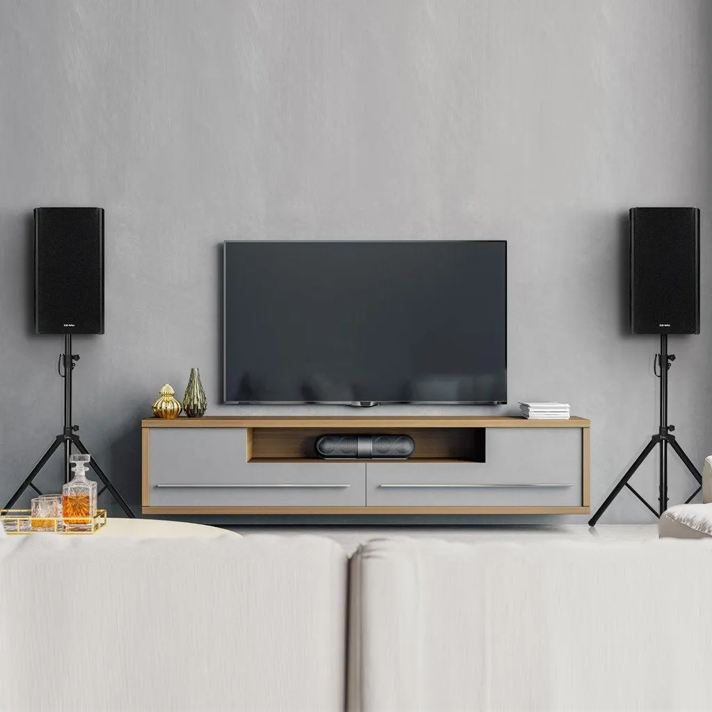 Pied d'enceinte stable anti-vibration réglable 183 cm noir support audio