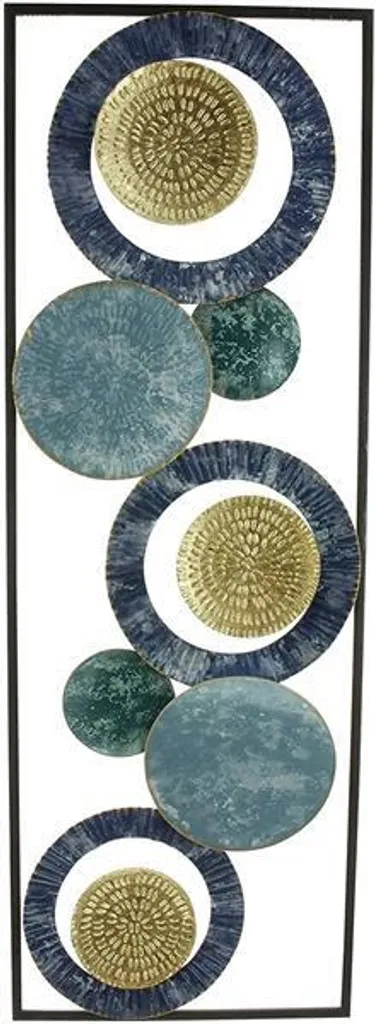 Tableau mural cercles métal bleu or effet vieilli - Look shabby chic - 2