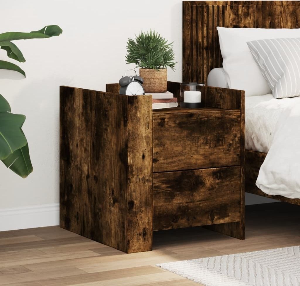 Maison Exclusive - Nachttisch Räuchereiche 45x50x50 cm Holzwerkstoff