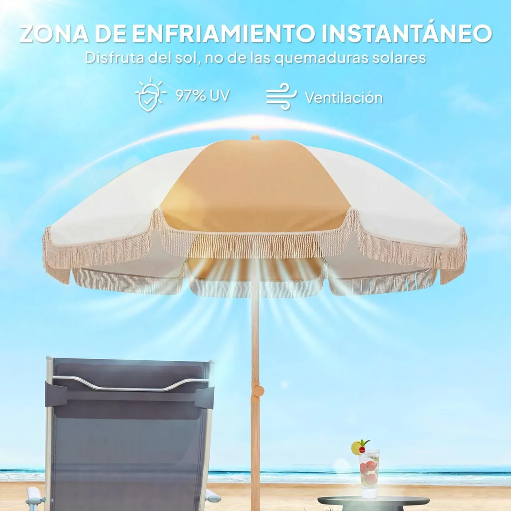 Parasol inclinable multicolore Ø 175 cm avec mât télescopique solide
