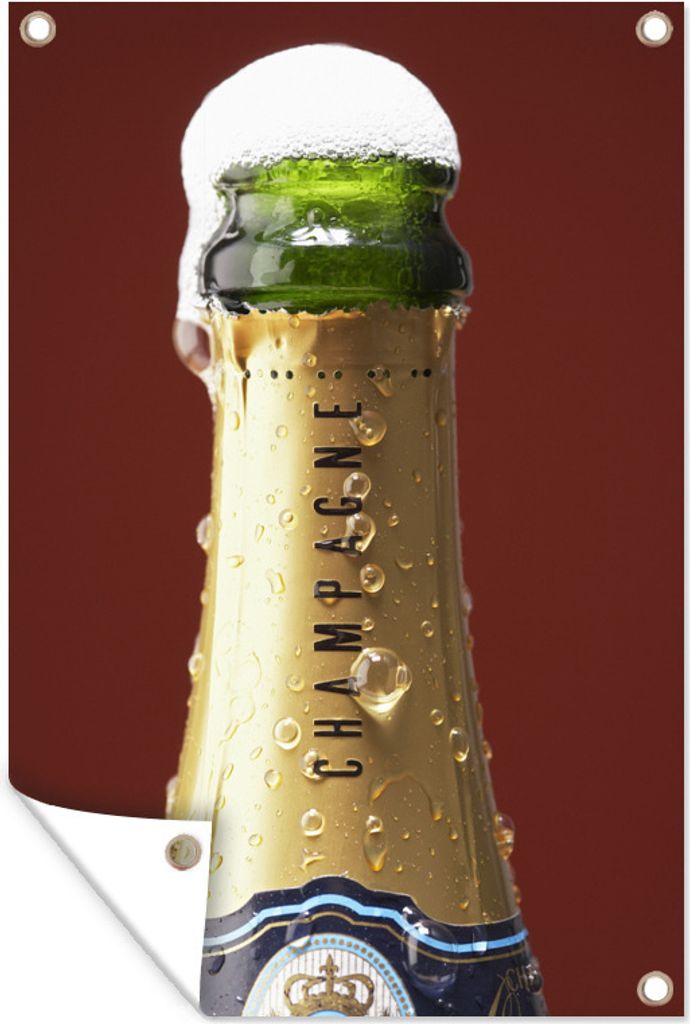 MuchoWow 80x120 cm Outdoor-Poster Gartendeko Sichtschutz Garten Poster für den Garten Champagnerflasche läuft über
