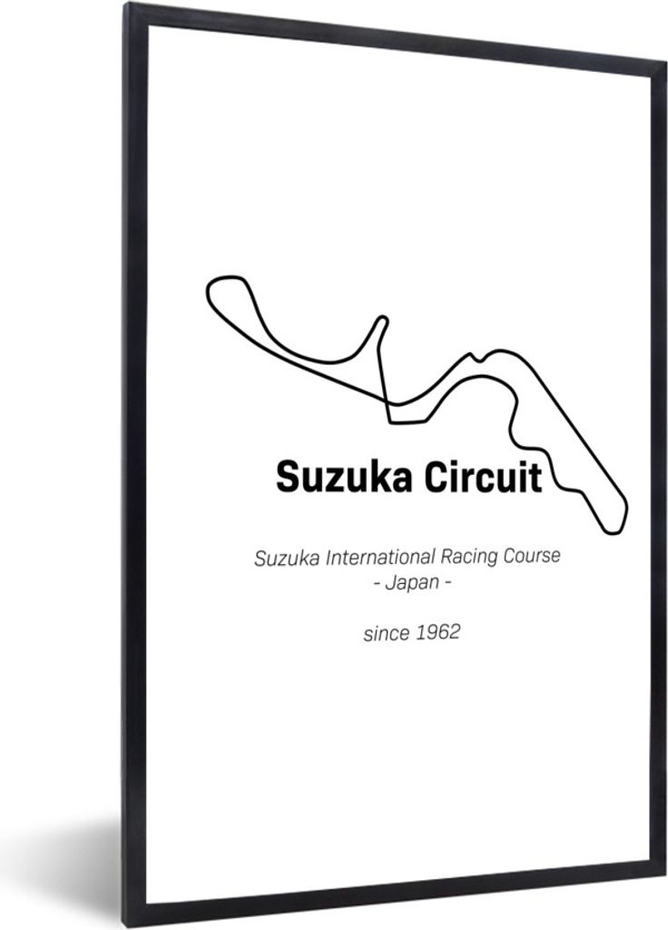 MuchoWow Gerahmtes Poster Suzuka - F1 - Rennstrecke 20x30 cm - Poster mit Schwarzem Bilderrahmen Wandposter Rahmen Foto Bilder - Drucken - Bilder...