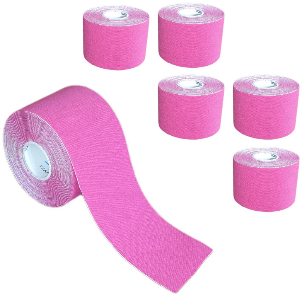 6 Rollen - Tapefactory24 Getting Started Kinesiologie Tape 5cm x 5m - pink, Tapes Taping Klebeband Tapeverband Bandage wasserfest
