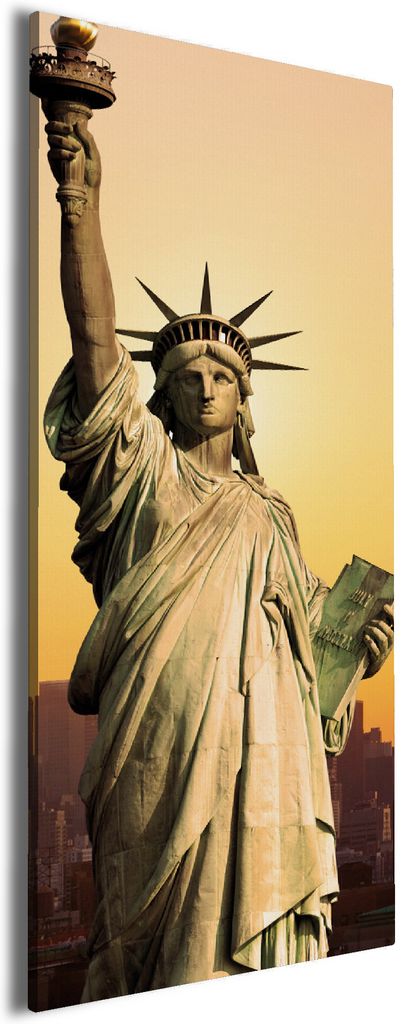 Wallario Premium Leinwandbild Freiheitsstatue New York in Größe 60 x 150 cm