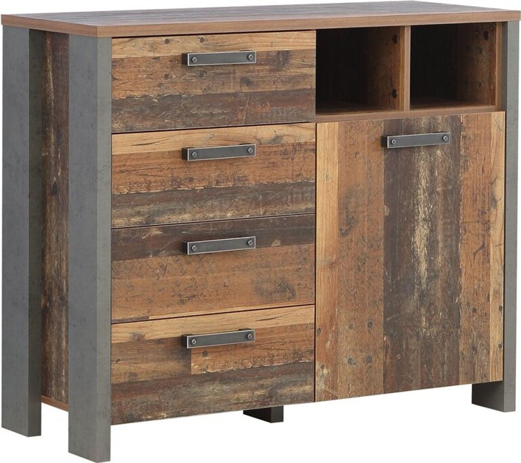 Sideboard Anrichte 107 cm Old Wood Vintage - Betonoptik - CLIF - Die Möbelfundgrube